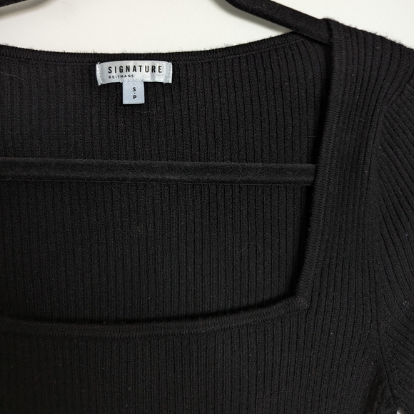 Rib Knit Square Neck Long Sleeve Top - Picture 4 of 8